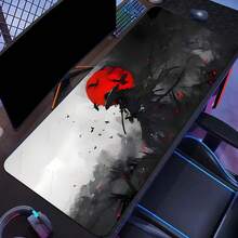 1个大型日式武士动漫游戏鼠标垫 - 防滑橡胶底座，硅藻土材质，鲜艳的红月与武士艺术设计，适用于PC游戏、家庭办公桌、电脑工作站、舞台场景，加长鼠标垫，科技爱好者专属桌面配件，办公用品，办公桌配件，鼠标垫，桌面鼠标垫 - 日本武士動漫 - 查看 4