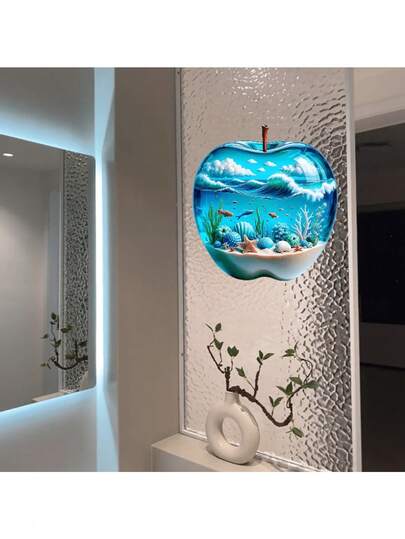 1pc Wall Sticker Apple Ocean Decorative Sticker PVC Sticker Removable Self-Adhesive Easy-To-Tear Sticker Home Decoration Make Your Life A New Look Holiday Decoration Sticker Birthday Graduation Gift Wall Decor Room Decor Wall Stickers Stickers