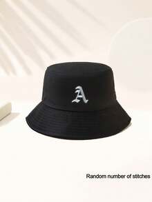 1 Pieza Sombrero de cubo de estilo gótico universal de unicolor con patrón de 26 letras, adecuado para exteriores, viajes, vacaciones en la playa, protección solar, pesca, senderismo, adecuado para combinar con moda festiva y casual, mejor regalo de vacaciones