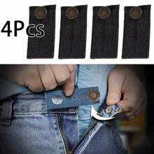2/4pcs Women's Practical Denim Waist Extender, Men's Elastic Adjustable Waist Belt, Waist Belt Extender, Jeans Button Extender, Denim Material, High-Quality Metal Button, 2 Button Holes, Jeans Button Extender - Multicolor - View 19