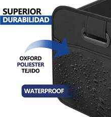 Organizador para Maletero de Auto, Plegable Organizador de Cajuela para auto con Asas Reforzadas, Gran Capacidad, Impermeable,últiples Compartimentos para todoterreno,coche,SUV (Negro) - Negro - Ver 4