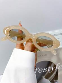 New Thick Frame Oval Y2K Personalized Glasses, Retro Party Outfit Street Style Decorative Glasses For Daily, Beach, Hip-Hop, Funny & High Quality Stylish Glasses - Nhiều màu - Xem 5