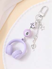 1 pieza Llavero con pendiente de auriculares, pendiente personalizado con nota musical/estrella/bola de billar 8/dado - Regalo de moda y minimalista, adecuado para mujeres y adolescentes amantes de la música como accesorio de cumpleaños, excelente para regalos diarios y festivos