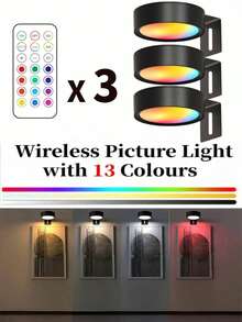 6 đèn LED khung ảnh, chạy bằng pin, 13 màu RGB, độ sáng và màu sắc có thể điều chỉnh, đèn nghệ thuật LED không dây, đèn tường từ tính, đèn rọi không dây, đèn rọi màn hình có thể điều chỉnh độ sáng với điều khiển từ xa, nhiệt độ màu có thể điều chỉnh, hẹn giờ, điều khiển từ xa và cảm ứng, 3 chế độ chiếu sáng, thích hợp cho khung ảnh, tác phẩm nghệ thuật, chân dung, trang trí tường, đèn tròn - RGB - Xem 13