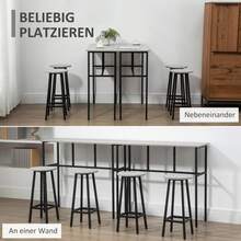 Essgruppe 6-Piece Seating Set With 2 Bar Tables And 4 Bar Stools In Industrial Design, Made Of Plywood And Steel, Gray And Black. - 1 - View 6