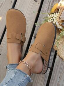 Damskie sandały w stylu retro z kolekcji wiosna/jesień 2025, wsuwane, z odkrytym oparciem i grubą podeszwą, uniwersalne, codzienne, w stylu europejskim i amerykańskim - Brązowy - Zobacz 3
