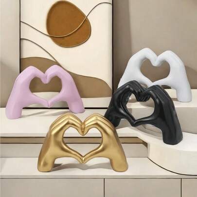 1 peça de estátuas de mesa com gestos de mão, enfeites de amor, estátua de casal com caveira, decoração criativa para mesa de casamento, estatuetas de mãos em formato de coração para sala de estar, centro de mesa de centro, adequado para decoração de casa, decoração de quarto, escritório e estudantes, o melhor presente, presente de aniversário para o Dia dos Namorados no inverno