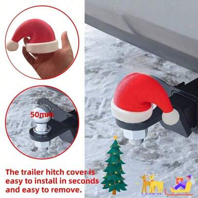 Christmas Hat-Designed Trailer Ball Cover | Heavy-Duty Plastic Protective Cap With Decorative Function For Tow Balls | Universally Compatible With Trucks, SUVs, And Passenger Vehicles | Suitable For Festive Decorations, Particularly Christmas