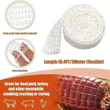 5m Meat Netting Roll,Size 18,Elastic Smoked Meat Poultry Ham Netting Meat Butcher Twine Net Roll Wrapping Net,Beef Netting Roll For Meat Cooking Meat Sausage Making