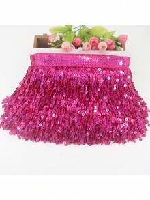 2/10 Size, 15cm Sequin Tassel Lace Trim, Sequin Ribbon Fringe Fabric, Latin Dance Costume, Stage Curtain Lace, DIY Craft (No Cardboard) - Multicolor - View 11