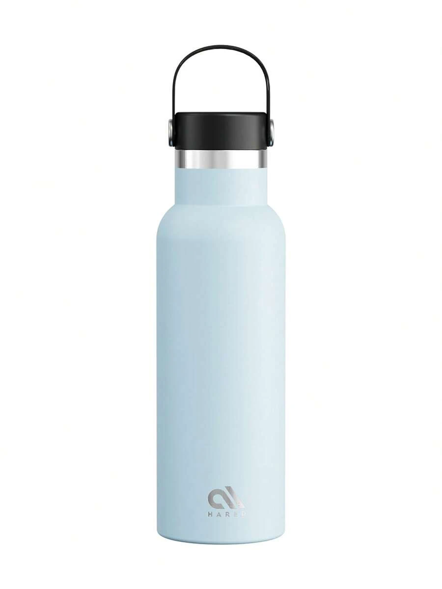 Meoky Bouteille d'eau isolée sous vide en acier inoxydable de 17 oz, conception de grande capacité avec couvercle à poignée portable, garde les boissons chaudes ou froides pendant 12 heures, parfaite pour les étudiants, le bureau, la salle de sport, les voyages en plein air et également un excellent choix de cadeau. - Bleu azur - Voir 1