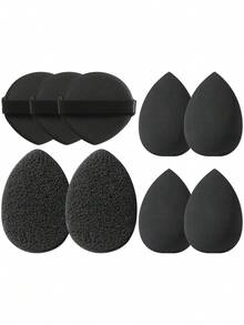 9 Peças Conjunto Completo de Ferramentas de Maquiagem, incluindo 4 Esponjas Cosméticas Líquidas + 3 Almofadas de Esponja Cushion + 2 Esponjas Faciais de Favo de Mel. Feito de material de esponja altamente elástico e amigo da pele, este kit de esponja e almofada de maquiagem é um conjunto de ferramentas práticas de base, adequado para maquiagem diária, prática de maquiagem para iniciantes e aplicações de maquiagem profissional.