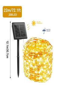 Solar Powered Outdoor String Lights With 8 Modes - 7M/12M/22M Waterproof Fairy Lights With 50/100/200 LEDs For Yard, Garden, Fence, Christmas Tree, Wedding, Birthday, Party Decorations