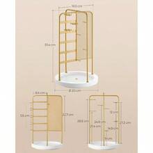 Soporte para Joyas, Expositor de Joyas Giratorio, 4 Zonas Independientes, Collares, Pulseras, Pendientes, Anillos, Dorado MJJS023A01 - inicial - Ver 5