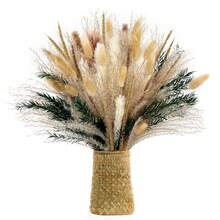 27/38/45/100/110/200 Pcs Artificial Pampas Grass Bohemian Style Dried Flowers Bundle - 50 Stems Pampas Decor, 30 Natural Dried Feather Grass, 120 Natural Bunny Tails For Versatile Rattan Tabletop Decor - Beige - View 31
