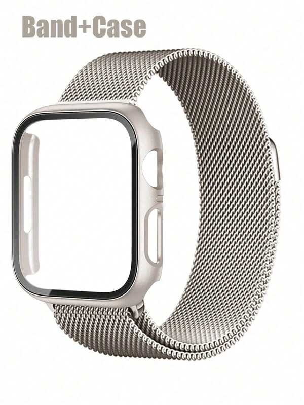 Compatible With Apple Watch Band And Case: Stylish, Soft, Breathable, And Adjustable. Features A Circular Braided Stainless Steel Magnetic Band And A Two-In-One, Drop-Resistant, Scratch-Resistant Tempered Glass Pc Case. Compatible With Apple Watch Series Ultra, 11/10/9/8/7/6/5/4/Se,40/41/42/44/45/46/49 Mm Bands And Cases. The Milanese-Style Band And Minimalist Case Provide A Comfortable Fit.