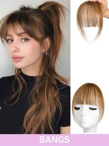 夹式刘海 真人发夹式细刘海 带鬓角假发片 假前刘海接发 女士适用