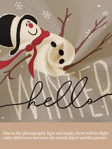 1 pièce/4 pièces/6 pièces/60 pièces Sets de table en lin bonhomme de neige de Noël, sets de table d'hiver de Noël, Joyeux Noël, convient pour la maison, le restaurant, la décoration de table à manger, articles ménagers