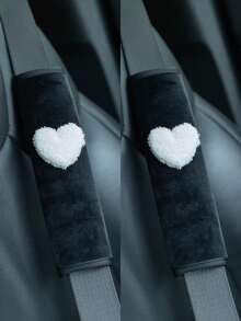 2 piezas/1 pieza Protector de hombro para coche de peluche corto, protector de hombro de amor para estiramiento de hombros