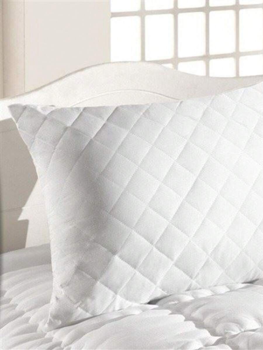 6-Pack Zippered Quilted Pillow Protectors – 100% Cotton – Easy Care – MADE IN TURKEY - White - View 1