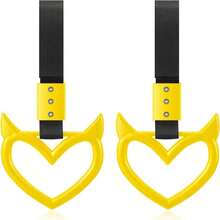 Fabbay 2 Pieces Heart Handle Keychains Car Accessory Heart Hand Strap Drift Charm For Car Interior Exterior Decoration(Yellow,Devil Style) - ColorH - View 1