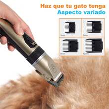 Rasuradora Electrica de Pelo Para Mascotas, Set de Corte de Pelo Para Mascota de 9 Piezas, Rasuradora Para Perros o Gatos, Accesorios para Aseo de Mascotas, Ideal para Casa, Veterinaria, Compacta, Incluye Accesorios - Beis - Ver 8