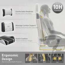 HLDIRECT Gaming Chair With Massage Function, Video Game Chair, Gaming Computer Chair, Ergonomic Chairs For Adults With Headrest And Lumbar Support, Swivel PU Leather Office Chair - 黑與白 - 查看 4