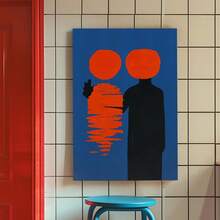 1pc Framed Abstract Figure Art, Ideal For Adding A Modern Touch To Living Rooms Or Creative Spaces, Perfect For Abstract Art Lovers And Those Who Enjoy Unique Designs, Wall Arts, Posters Wall Decor For Bars, Restaurants, Cafes Pubs, Room, Home Decoration Materials - 彩色 - 查看 5