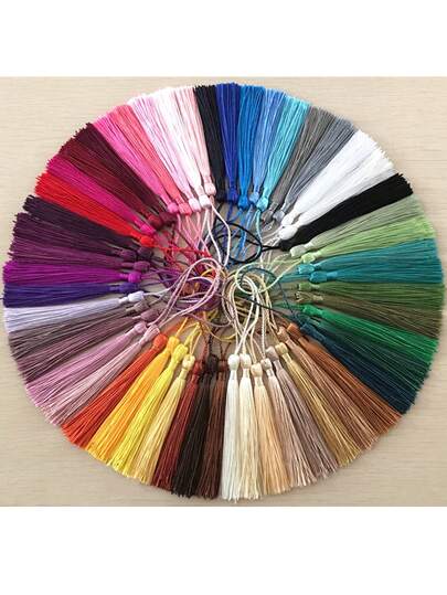 50 piezas/paquete Borlas suaves de 13 cm Borlas de poliéster de seda pequeñas Colgante Cojín Marcador Decoración colgante Accesorios de borlas para celebración Decoración de boda