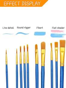 10 件套油漆刷套装、水彩刷、油画笔、丙烯画笔、水彩刷、着色刷、彩色铅笔、尼龙刷、衬里刷、水彩艺术刷套装、平头刷、调色板、尼龙毛水彩刷套装，适合学生和艺术家的完美新年礼物，适用于绘画和 DIY 丙烯画，适合学生和成人