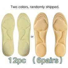 12pcs Full-Day Comfort Insoles, Cushioned Arch Support & Anti-Slip Design, Suitable For High Heels, Flats, Sneakers, Work, Party, Gym, Casual Wear, For Busy Feet Of Men And Women