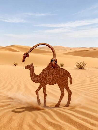 1个纯色PU骆驼造型时尚可爱钥匙扣，适用于汽车、背包、单肩包、手提包、托特包、行李箱，是情侣、学生、男士、女士日常使用、约会、度假、旅行的理想之选，也是送给女朋友、妈妈、孩子的绝佳礼物 - 沙漠骆驼