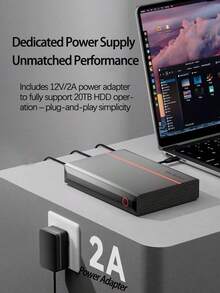 Lenovo UD800 High-Performance External Hard Drive: Large Storage Capacity And Silent Operation. Suitable For Office And Home Environments. Long-Term Reliable Operation. Compatible With NAS And Surveillance Equipment. - Tarnish + Black - View 3