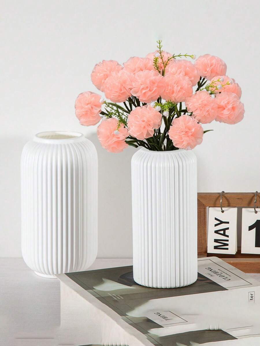 1 قطعة إناء بلاستيكي ذو مظهر السيراميك عالي الجودة، إناء مخطط أنيق وبسيط، هدية مثالية لعيد الميلاد والهالوين وعيد الشكر والعيد الفصحي، مناسب لديكور غرفة المعيشة والنوم والحديقة ومكتب العمل، لترتيب الزهور