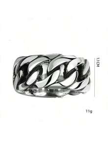 1 chiếc nhẫn thép không gỉ dạng xích, phụ kiện trang sức thời trang Unisex - màu đen - Xem 9