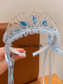 1 pezzo Cerchietto con corona blu, accessorio per capelli per adolescenti, cerchietto per foto di compleanno per ragazze, accessorio per capelli da principessa per adolescenti - Blu - Visualizzare 6