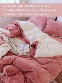 1 件柔软舒适的牛奶丝绒夏尔巴羊毛毯，适合卧室和客厅 - 粉色 - 查看 5