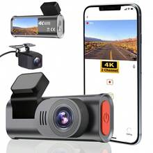 前后行车记录仪 4K/1080P，内置 WiFi 的汽车行车记录仪，全高清行车记录仪，带 APP 控制，1.97 英寸 IPS 屏幕行车记录仪，重力传感器，24 小时停车监测，循环录制 - 彩色 - 查看 9