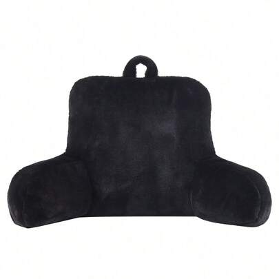 Faux Fur Plush Backrest Pillow, Black