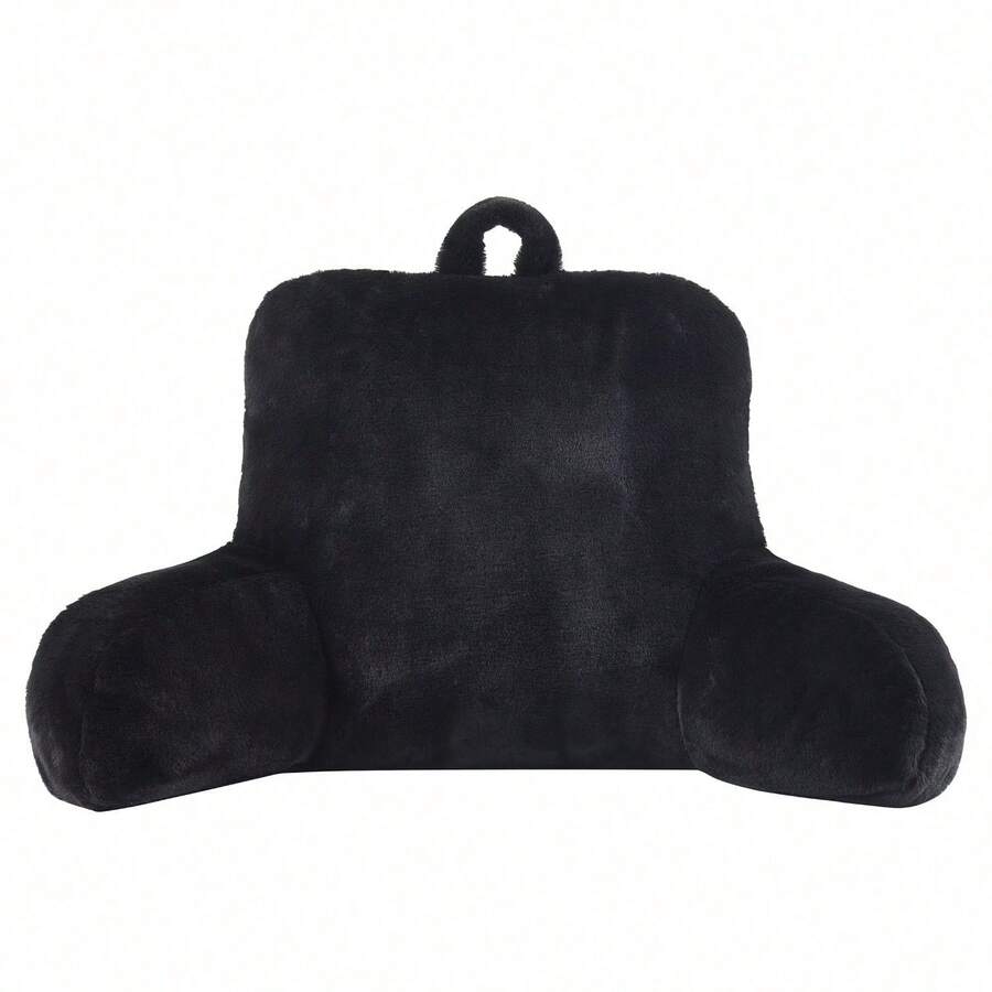 Faux Fur Plush Backrest Pillow, Black