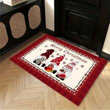 1pc Crystal Velvet Christmas Entrance Mat, Home Doormat, Anti-Slip Carpet Floor Mat