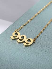 Colier din oțel inoxidabil 111 444 777 cu număr de înger pentru cupluri de femei, coliere anti-decolorare placate cu aur de 18k, bijuterii de aur pentru nunți, accesorii norocoase, cadouri