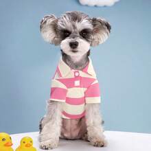 Mascotas, gatos, perros, ropa para perros, cachorros, ropa para perros chihuahua, suministros para gatitos, camisas para perros, camisetas a rayas para perros, ropa de manga larga para perros adecuada para perros y gatos pequeños y medianos, French Bulldog, Dachshund, Yorkshire Terrier, ropa de moda para perros, camisa polo a rayas clásica y transpirable, adecuada para el verano y el otoño, unisex para perros y gatos pequeños - Rosa - Ver 15
