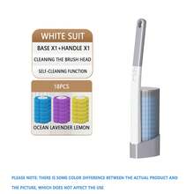 FoBianJie 1 套马桶刷多功能一次性马桶清洁刷带支架和替换棒用于浴室清洁，一次性马桶清洁系统，浴室工具 - 1組手柄底座 - 查看 12