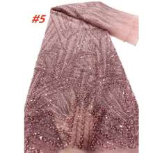 African Groom Lace Fabric 2025 High Quality Nigerian Sequins Beads Lace Fabric French Laces Fabrics For Party Dress Sewing - Multicolor - View 4