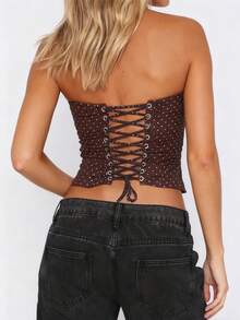 Women's Fashion New Elegant Polka Dot Basic Party Sexy Bandeau, Seamless, All Season - 咖啡棕 - 查看 4