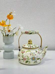 1 件带花柄的陶瓷水壶（蓝星花、农场、宝藏），饮具，茶具，可用于炉灶、煤气炉、火炉和壁炉、节日派对、户外露营便携式茶壶，适合作为送给亲戚朋友的礼物 - 彩色 - 查看 7