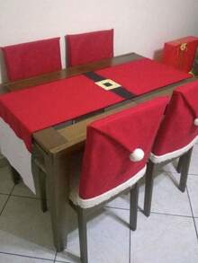 5/3/1 buc Husă detașabilă și lavabilă pentru scaun de Crăciun, pălărie decorativă circulară de Crăciun rezistentă la praf, husă roșie pentru scaun de exterior, husă lavabilă pentru scaun de restaurant și hotel, potrivită pentru restaurant, dormitor, bucătărie și diverse medii, pălărie roșie decorativă și rezistentă la praf, pălărie roșie clasică de Crăciun, pălărie lavabilă de Crăciun, restaurant, casă, hotel, potrivită pentru decorarea de Crăciun de sărbători și decorul mesei în restaurant