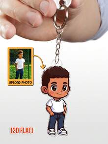 Customized 2D Q-Style Character Art, Render 2D Q-Style Character Based On Uploaded Photo, Personalized Keychain Gift For Family And Friends - As Shown - View 15
