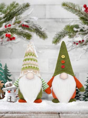 2/15 piezas Decoraciones navideñas - Material de poliéster - Muñecas sin rostro adecuadas para adornos y figuras navideñas. Un toque de ternura anidado dentro de la temporada festiva. La decoración y el regalo de Navidad perfectos.